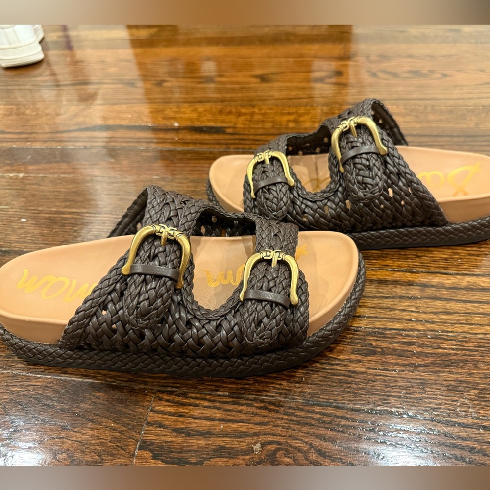 Size 7 barley worn Sam Edelman Dark Brown Woven Buckle Sandals